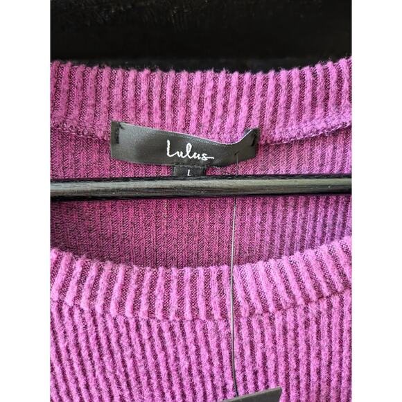 Lulu's Long Sleeved Mauve Purple Fit And Flare Soft Ribbed Skater Dress size L - Picture 3 of 5